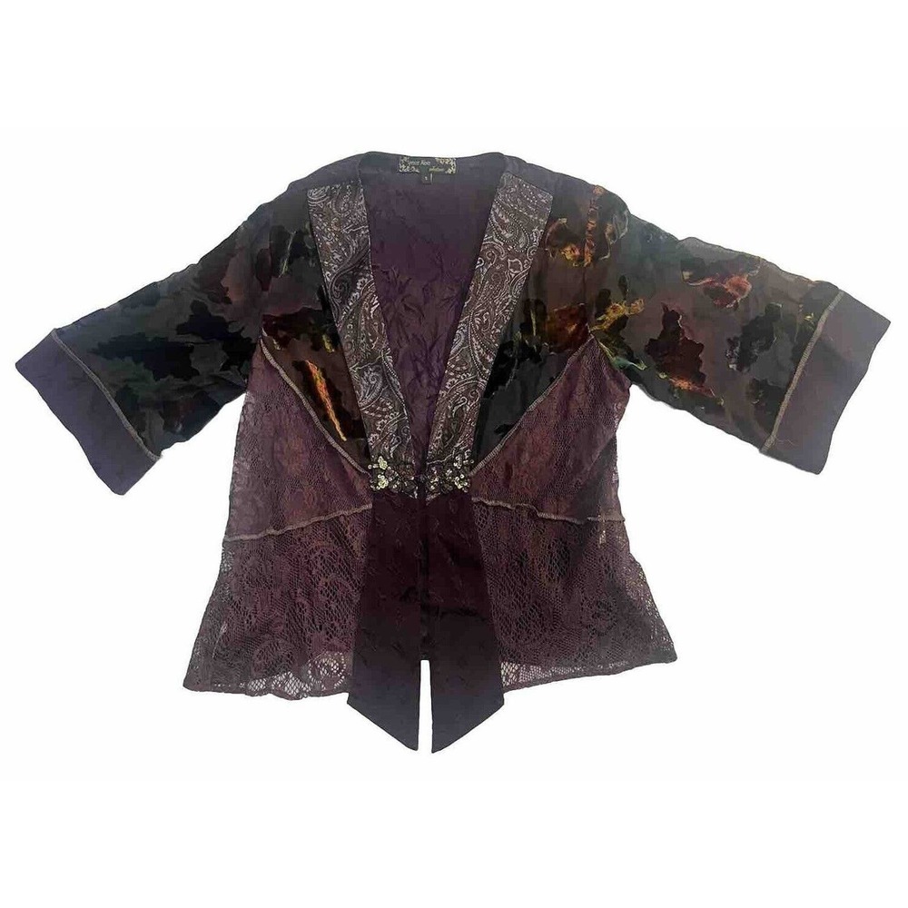 Eclectic S Small Purple Embellished Sequined Kimono
